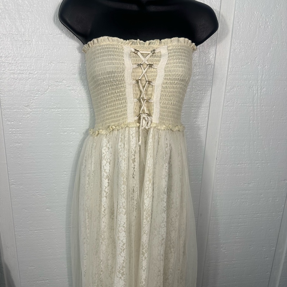 Vintage Sassy Bling Ivory Corset Bodice Toole Skirt Dress Size Small EUC - Picture 3 of 9